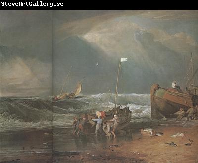 Joseph Mallord William Turner A coast scene with fisherman hauling a boat ashore (mk31)